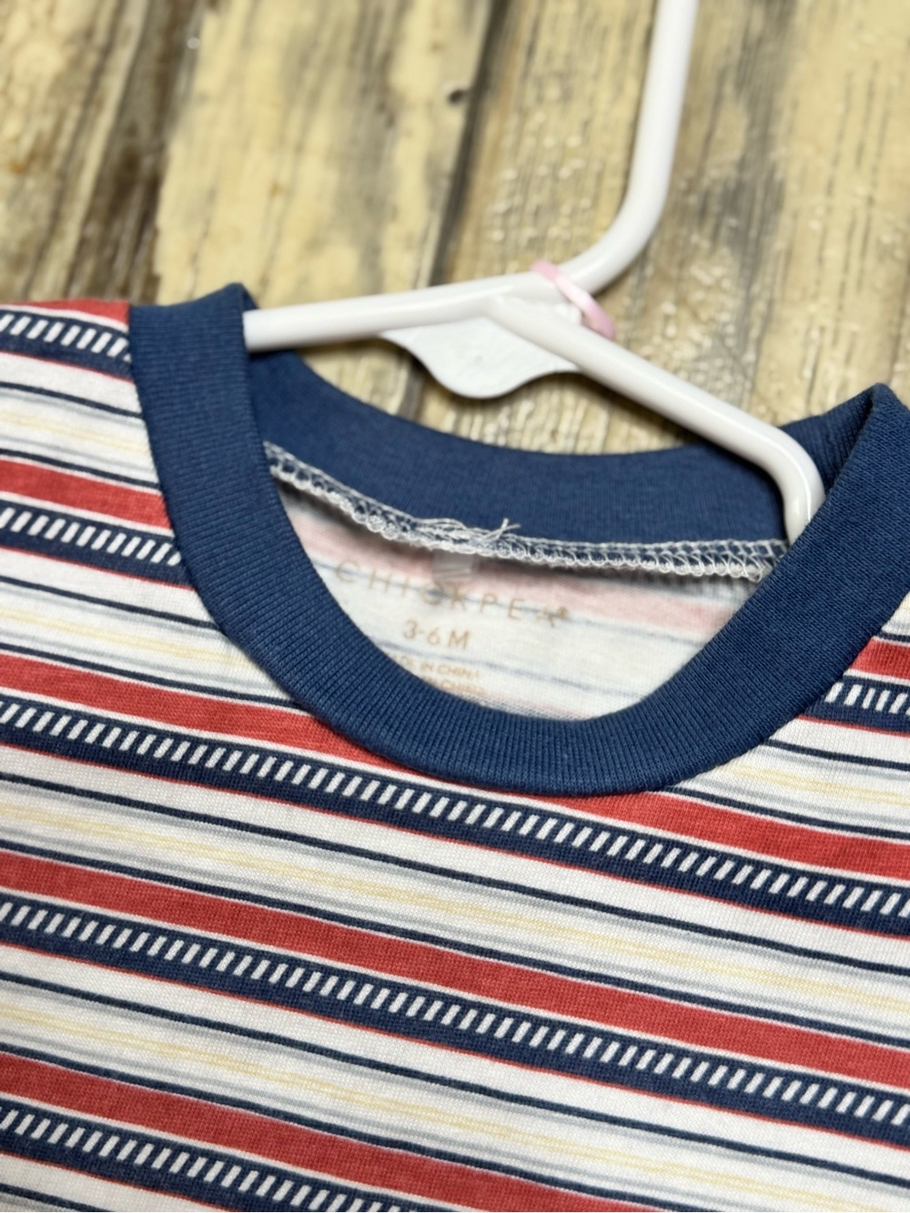 chick pea Red, Navy & White Striped Short Sleeve Tee Romper - Picture 2 of 3